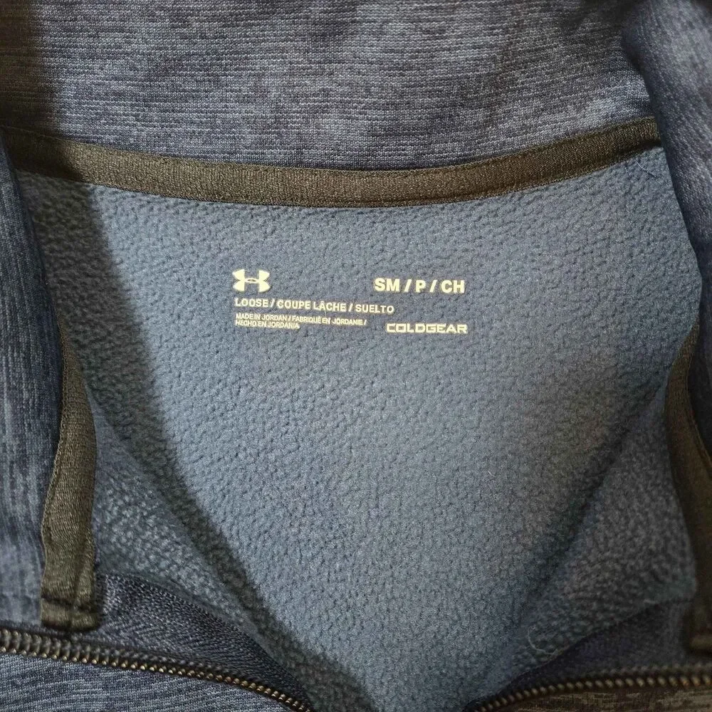 Under Armour Mens ColdGear Quarter Zip Pullover Fleece Size S Blue Athletic